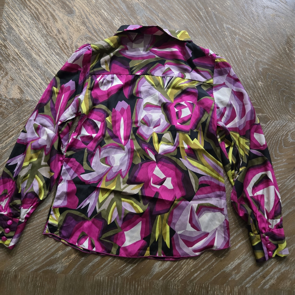 Missoni for Target Floral Abstract Button Down Blouse Women’s S Pink Green - Picture 8 of 9